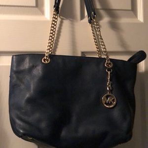 Navy blue Michael Kors leather purse